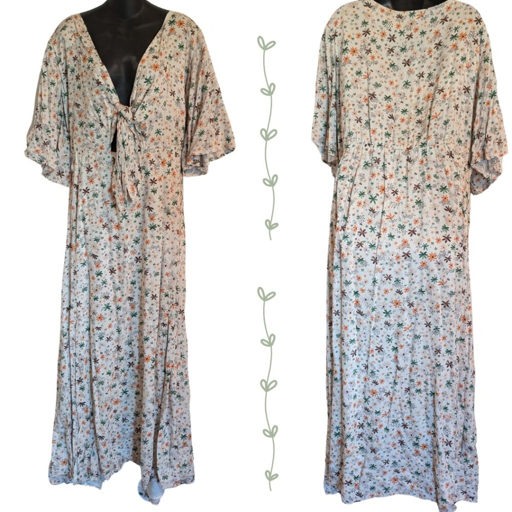 Eloquii Floral Cut-out Slitted Maxi 24